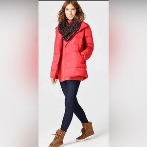 J. JIll Chloe down puffer jacket size large petite  red/orange  FLAWED